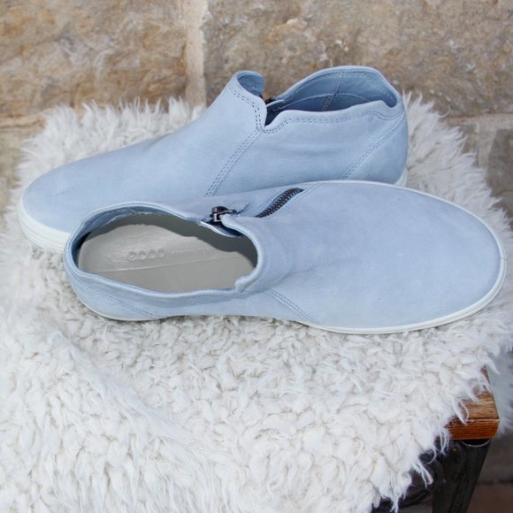 Ecco Pale Blue Low Bootie Size Zip Suede Leather Boot Sneaker Size 10 - Picture 7 of 12